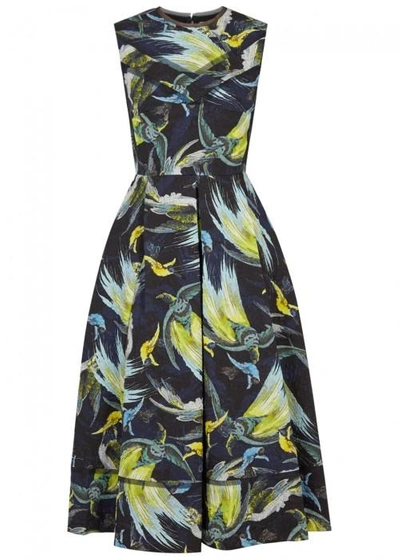 Shop Erdem Alana Printed Matelassé Dress In Black