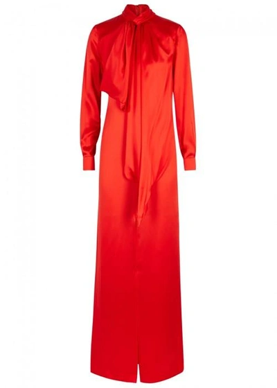 Shop Givenchy Red Silk Satin Maxi Dress