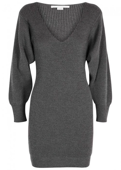 Shop Stella Mccartney Charcoal Chunky-knit Wool Dress