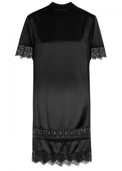 Shop Givenchy Black Lace-trimmed Silk Dress