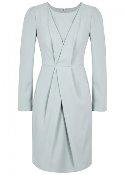Shop Armani Collezioni Grey Pleated Dress In Light Grey
