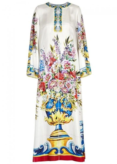 Shop Dolce & Gabbana Floral-print Silk Kaftan In Multicoloured