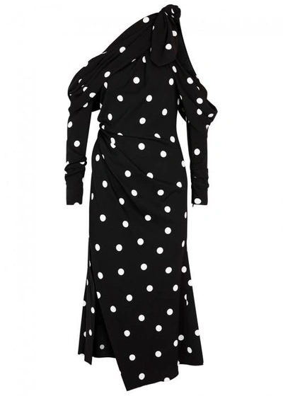 Shop Monse Polka-dot Silk Blend Dress In Black And White