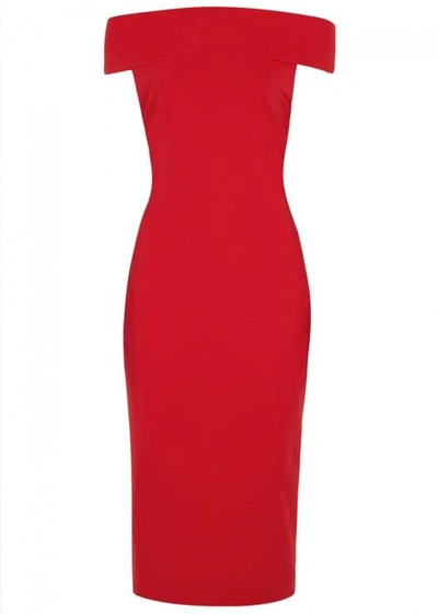 Shop Cushnie Et Ochs Layla Red Off-the-shoulder Midi Dress