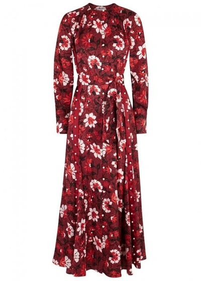 Shop Altuzarra Melia Floral-print Silk Jacquard Dress In Red