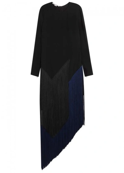 Shop Stella Mccartney Camille Asymmetric Fringed Dress In Black