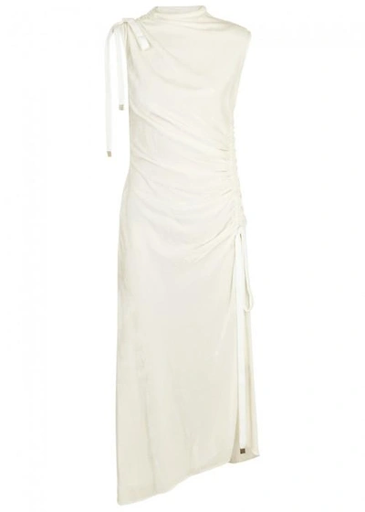 Shop Monse Ivory Ruched Velvet Dress In White