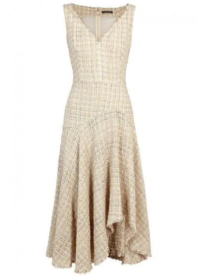 Shop Alexander Mcqueen Ivory Tweed Midi Dress