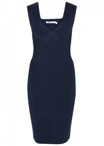 Shop Alexander Wang T T By Alexander Wang Navy Cut-out Jersey Dress