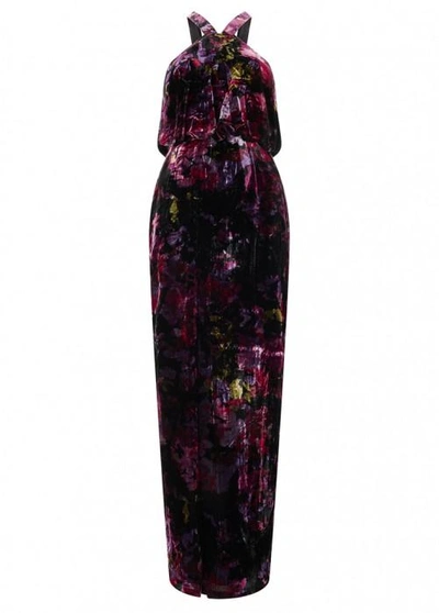 Shop Aidan Mattox Printed Velvet Evening Dress