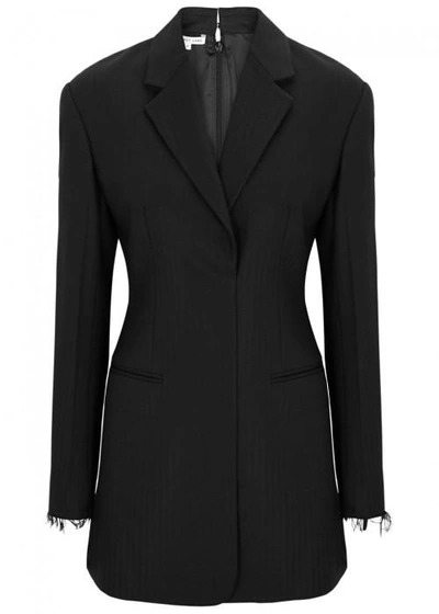 Shop Helmut Lang Herringbone Wool Blend Dress In Black