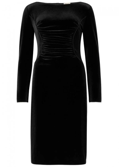 Shop Armani Collezioni Black Ruched Velvet Dress