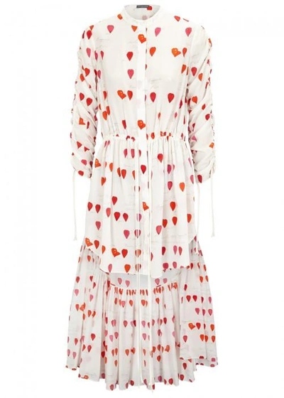 Shop Alexander Mcqueen Ivory Petal-print Silk Dress