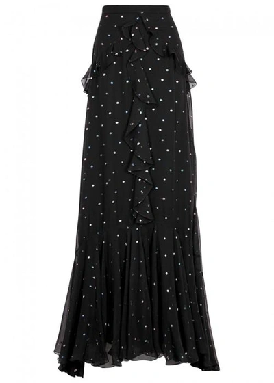 Shop Erdem Alison Ruffled Georgette Maxi Skirt In Black