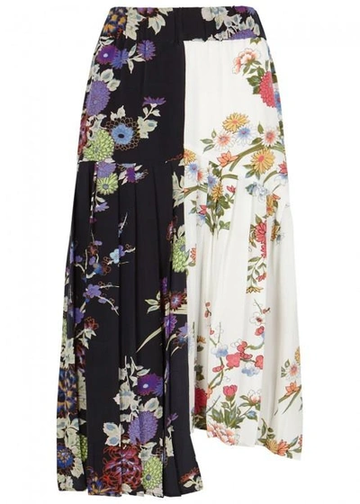 Shop Isabel Marant Inaya Floral-print Silk Chiffon Skirt In Black