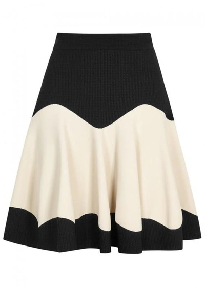 Shop Alexander Mcqueen Monochrome Stretch-knit Mini Skirt In Black