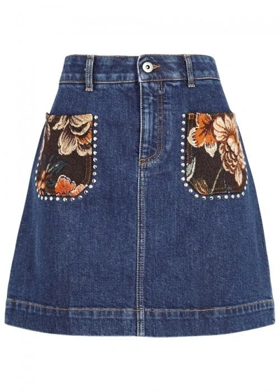 Shop Stella Mccartney Dark Blue Denim Mini Skirt
