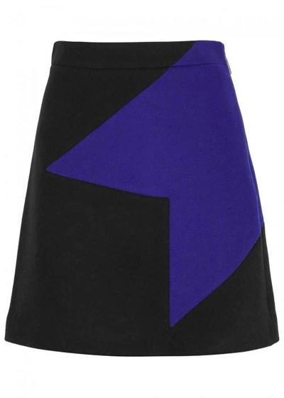 Shop Msgm Black Wool Blend Mini Skirt
