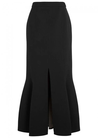 Shop Stella Mccartney Alisson Black Stretch Wool Midi Skirt