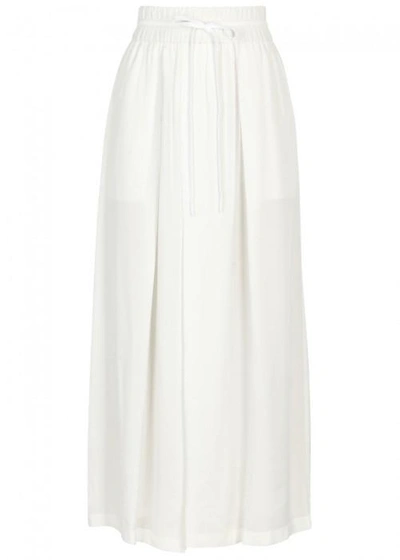 Shop Dkny Off White Twill Maxi Skirt In Cream