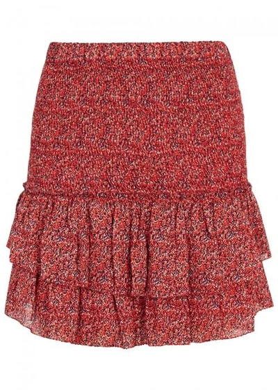 Shop Isabel Marant Étoile Julia Red Ruffle-trimmed Mini Skirt
