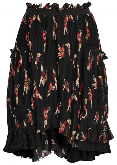 Shop Isabel Marant Watford Floral-print Pleated Skirt In Black