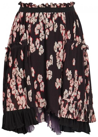 Shop Isabel Marant Watford Floral-print Pleated Skirt In Dark Purple