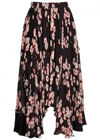 Shop Isabel Marant Wilney Floral-print Pleated Skirt In Dark Purple