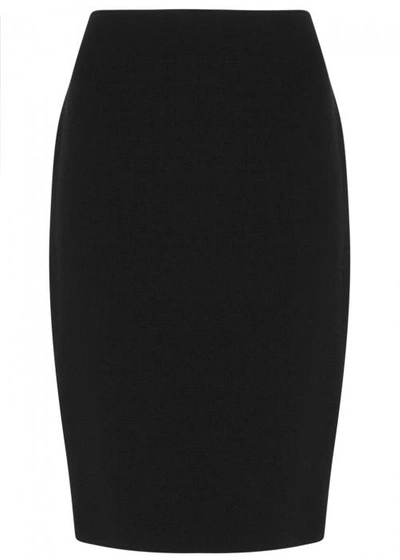 Shop Armani Collezioni Black Wool Crepe Pencil Skirt