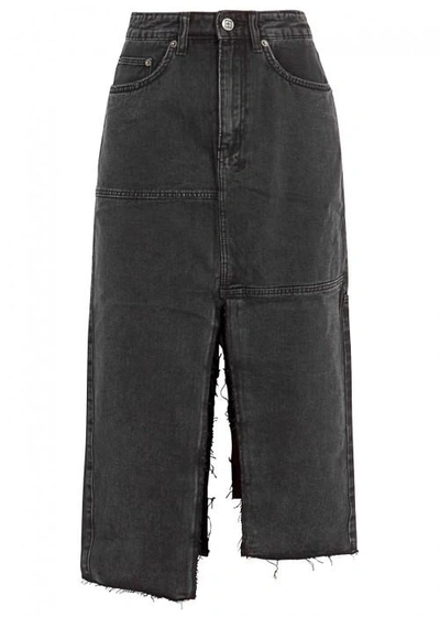 Shop Ksubi Pop Black Denim Midi Skirt In Nearly Black