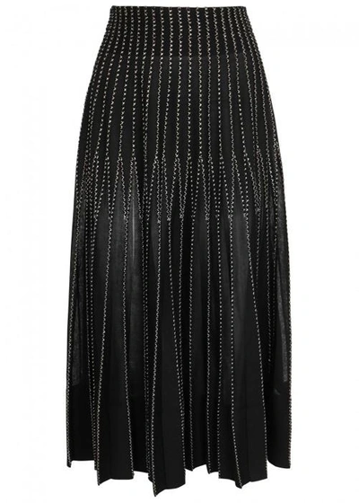 Shop Alexander Mcqueen Black Fine-knit Silk Skirt