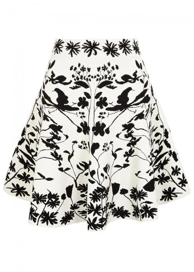 Shop Alexander Mcqueen Monochrome Stretch-knit Jacquard Skirt