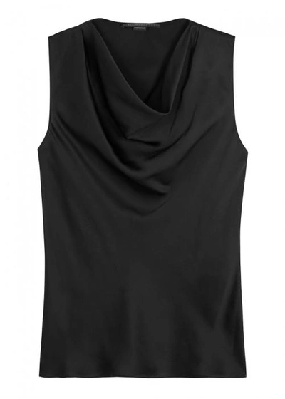 Shop Stella Mccartney Daisy Cowl-neck Silk Top In Black