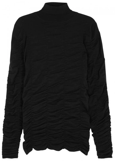 Shop The Row Anabe Ruched Wool Blend Top In Black