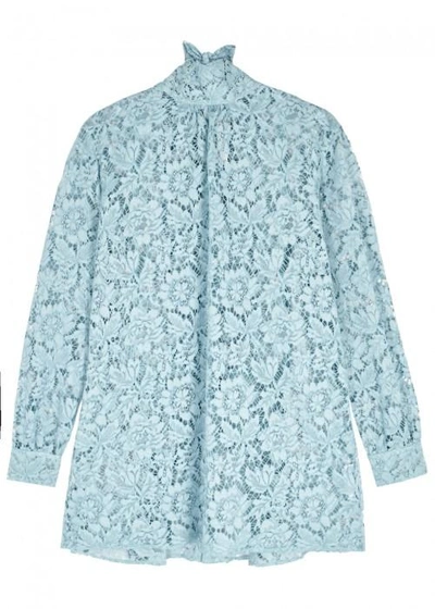 Shop Valentino Sky Blue Lace Tunic In Turquoise