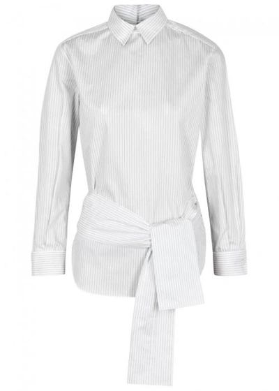 Shop Toga Striped Open-back Cotton Shirt In White