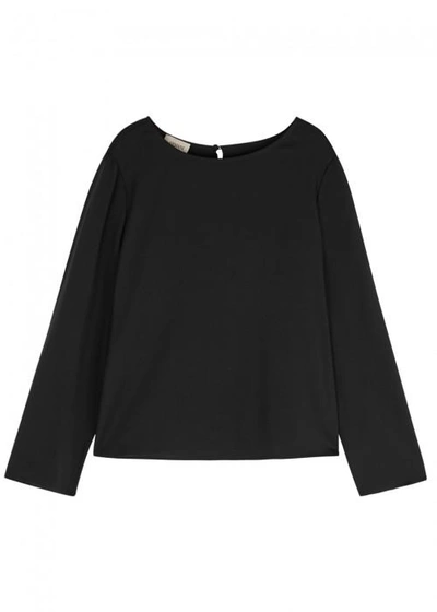 Shop Armani Collezioni Black Stretch Silk Top