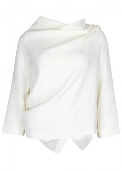 Shop Roland Mouret Oscar Ivory Wool Crepe Top In White