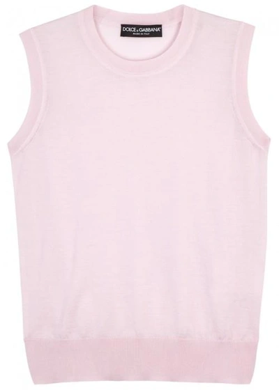 Shop Dolce & Gabbana Pink Fine-knit Cashmere Top