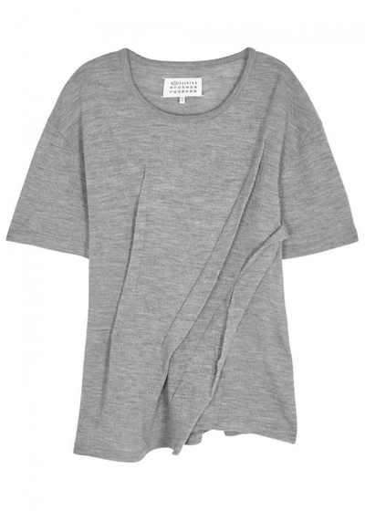 Shop Maison Margiela Grey Darted Wool Jersey Top In Light Grey