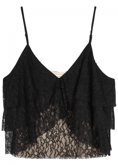 Shop Alice And Olivia Vanessa Cropped Lace Tank In Black