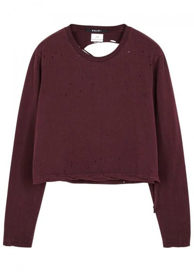 Shop Ksubi The Wreck Distressed Cotton Top In Burgundy