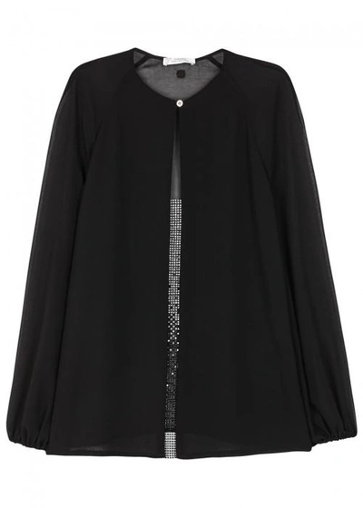 Shop Versace Black Embellished Chiffon Blouse