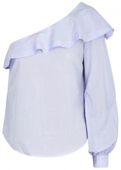 Shop A.l.c Brielle One-shoulder Cotton Top In Blue