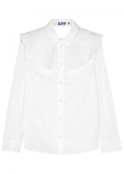 Shop Sjyp White Open-back Cotton Shirt
