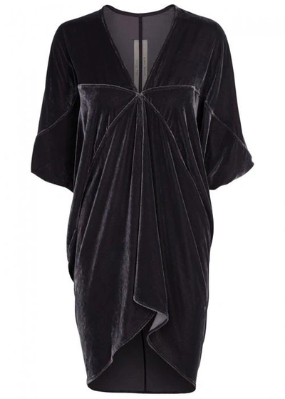 Shop Rick Owens Dark Purple Draped Velvet Tunic In Plum