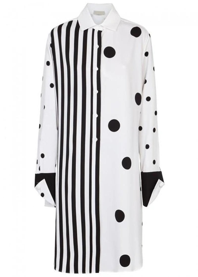 Shop Monse Polka-dot Silk Blend Shirt In White And Black