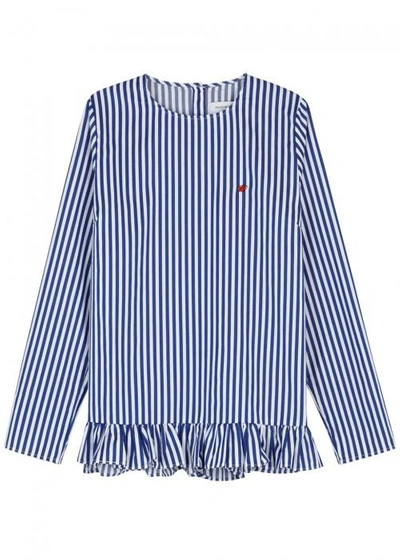 Shop Maison Labiche Coccinelle Striped Poplin Shirt In Blue And White