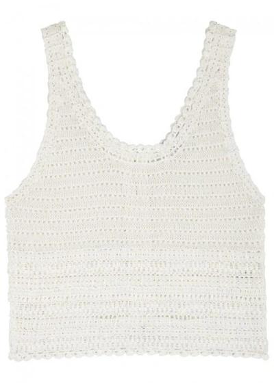 Shop Alice And Olivia Dorian Knitted Linen Blend Tank In White