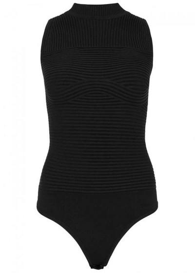 Shop Cushnie Et Ochs Black Ribbed Jersey Bodysuit